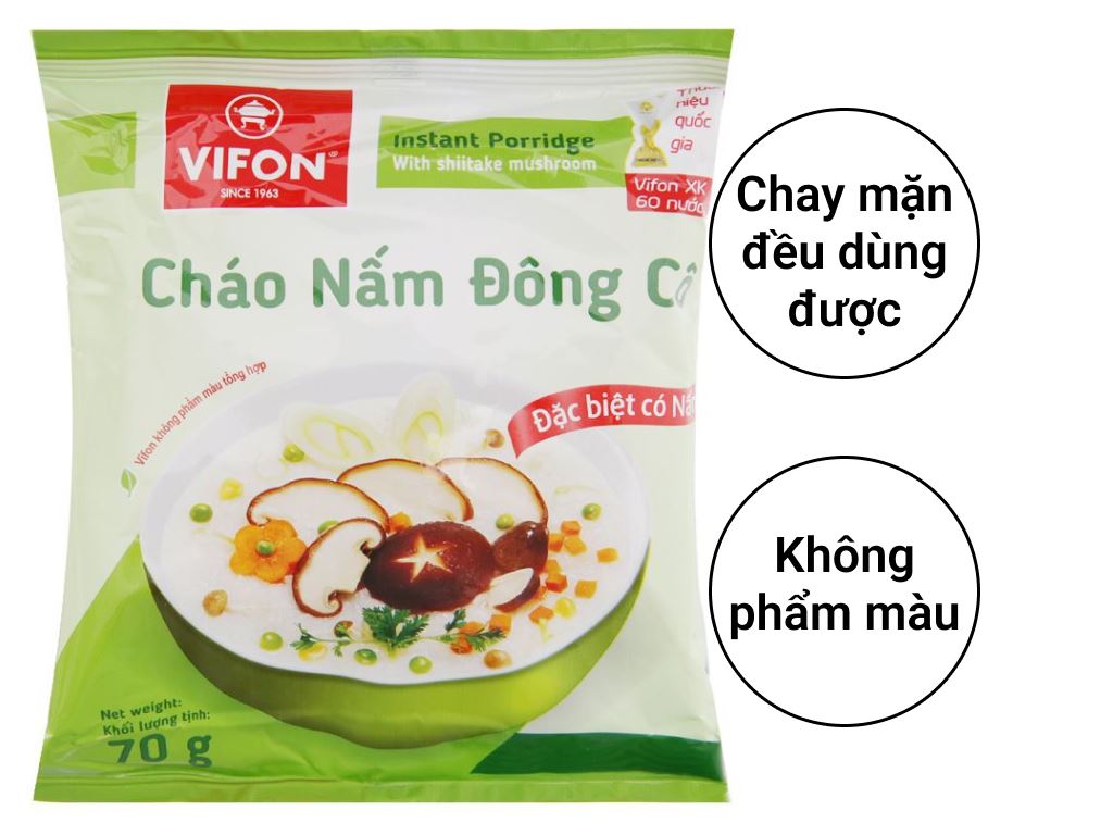 Cháo vifon nấm đông cô - 70g(Vifon Porridge Mushroom Flavour)