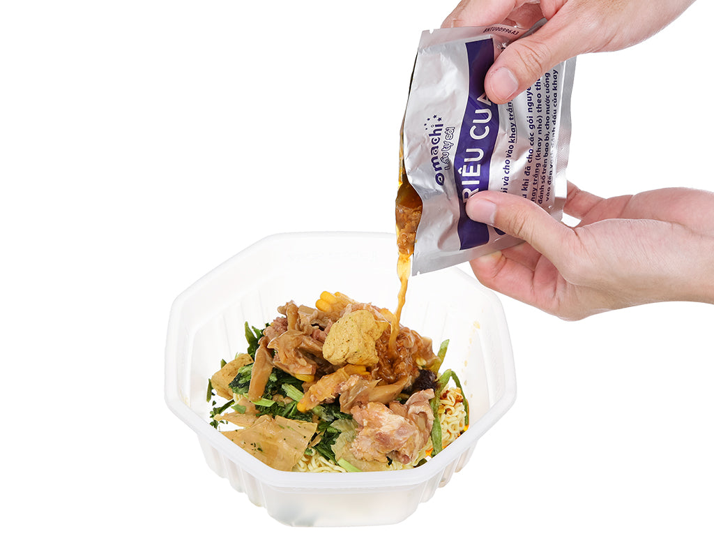 Lẩu tự sôi OMACHI bắp bò riêu cua hộp 276g -Omachi self-boiling hot pot with beef and crab