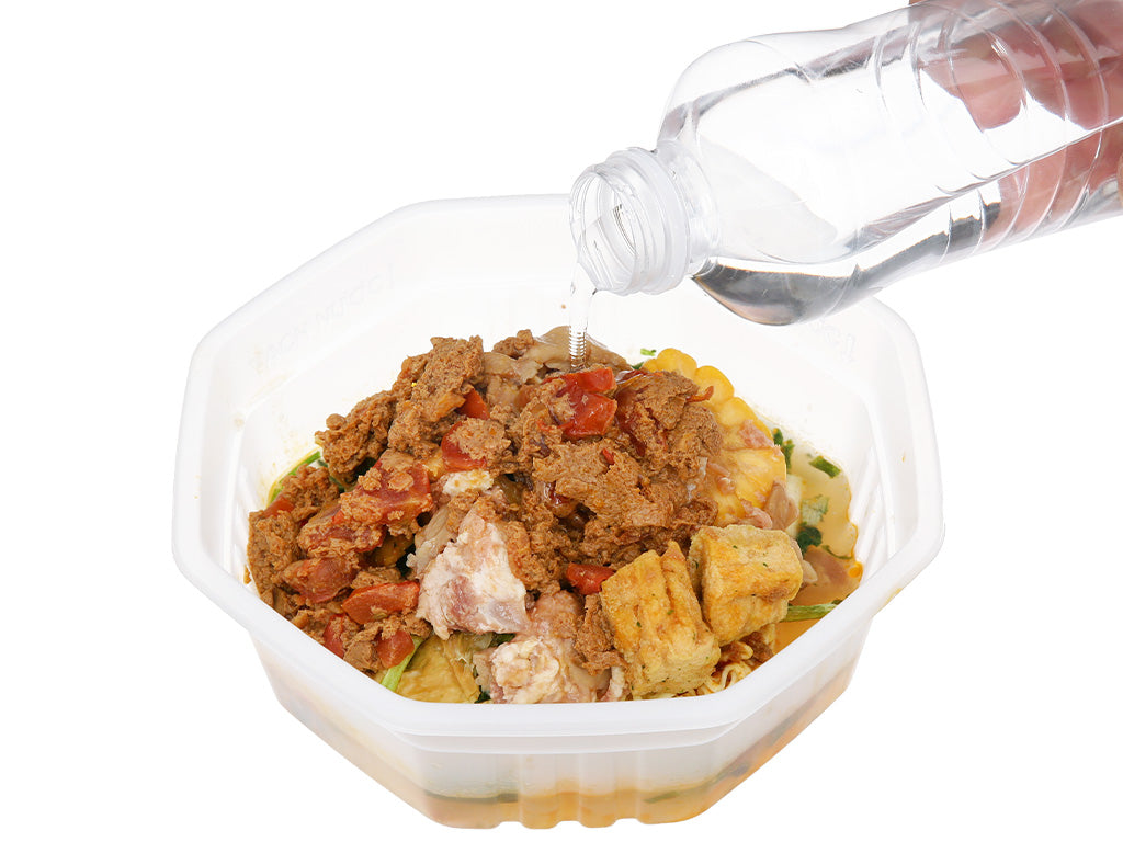 Lẩu tự sôi OMACHI bắp bò riêu cua hộp 276g -Omachi self-boiling hot pot with beef and crab