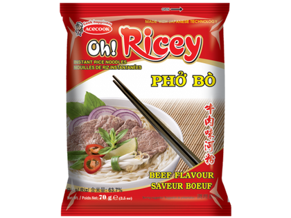 OH!RICEY Instant Rice Noodles -  BEEF - (ACECOOK Phở Bò)