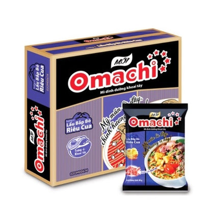 Mì Ăn Liền Omachi Lẩu Bắp Bò Riêu Cua - Instant Noodles With Beef and Crab Hotpot 80G x 30