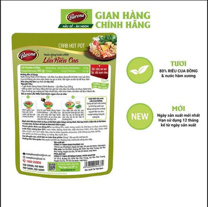 Nước dùng hoàn Chỉnh Barona - Lẩu Riêu Cua 230g(Vietnamese fermented crab hot pot flavoured broth)