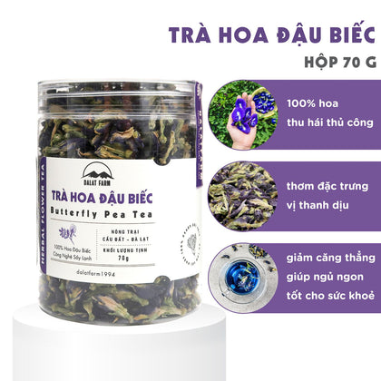 Trà Hoa Đậu Biếc - Dalat Farm - Butterfly Pea Flower Herbal Tea 70G