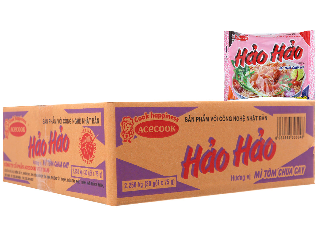 Hao Hao Instant Noodles Spicy Sour Shrimp 75g - Mì Hảo Hảo Tôm Chua Cay